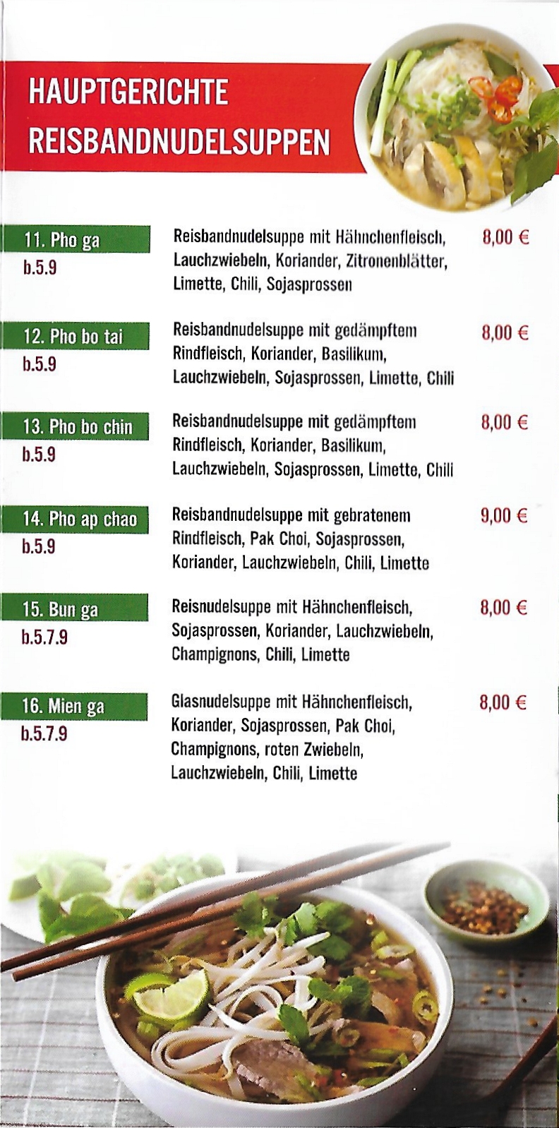 Hauptgerichte, Reisbandnudelsuppen